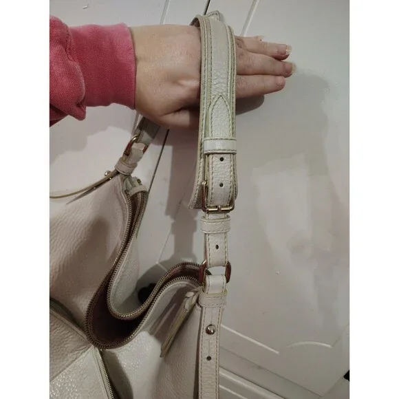 Dooney and Bourke Dillen Pocket Sac handbag Leather  Ivory purse Tote Bag Read - Picture 7 of 12